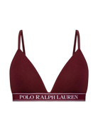 a branded triangle bralette by polo ralph lauren in a dark burgundy colour