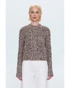 brown and white knit sweater 