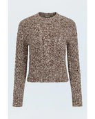 brown and white knit sweater 