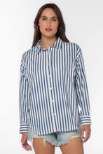 Load image into Gallery viewer, Ricky Navy Stripe Button Up
