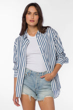 Load image into Gallery viewer, Ricky Navy Stripe Button Up
