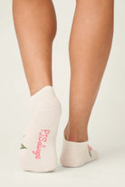 three pack of angle socks in white, blue and pink