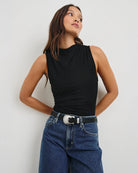 Rails Christen Mock Neck Sleeveless Top in Black