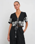Rails Pari Top Black Ivory Palm Trees
