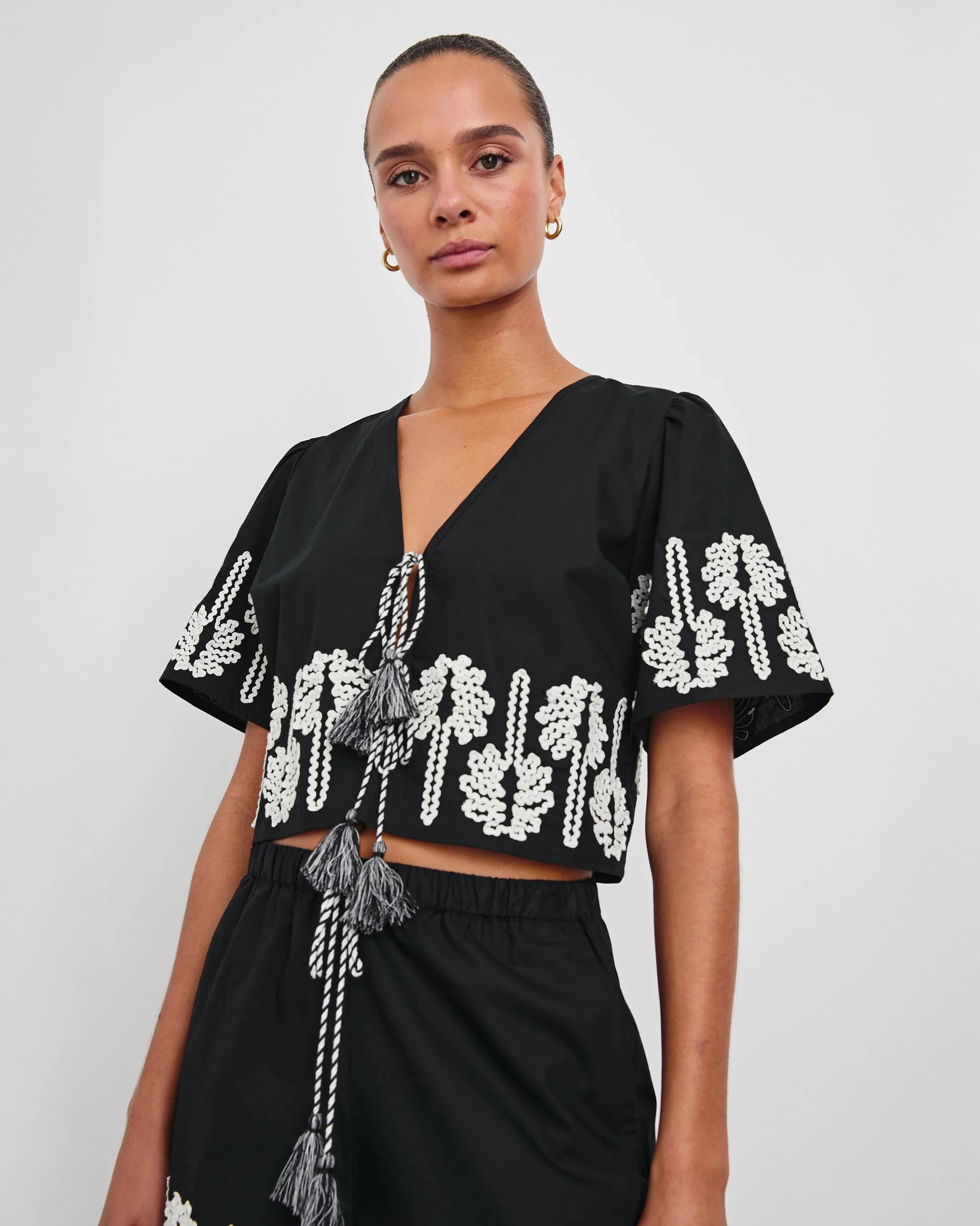 Rails Pari Top Black Ivory Palm Trees