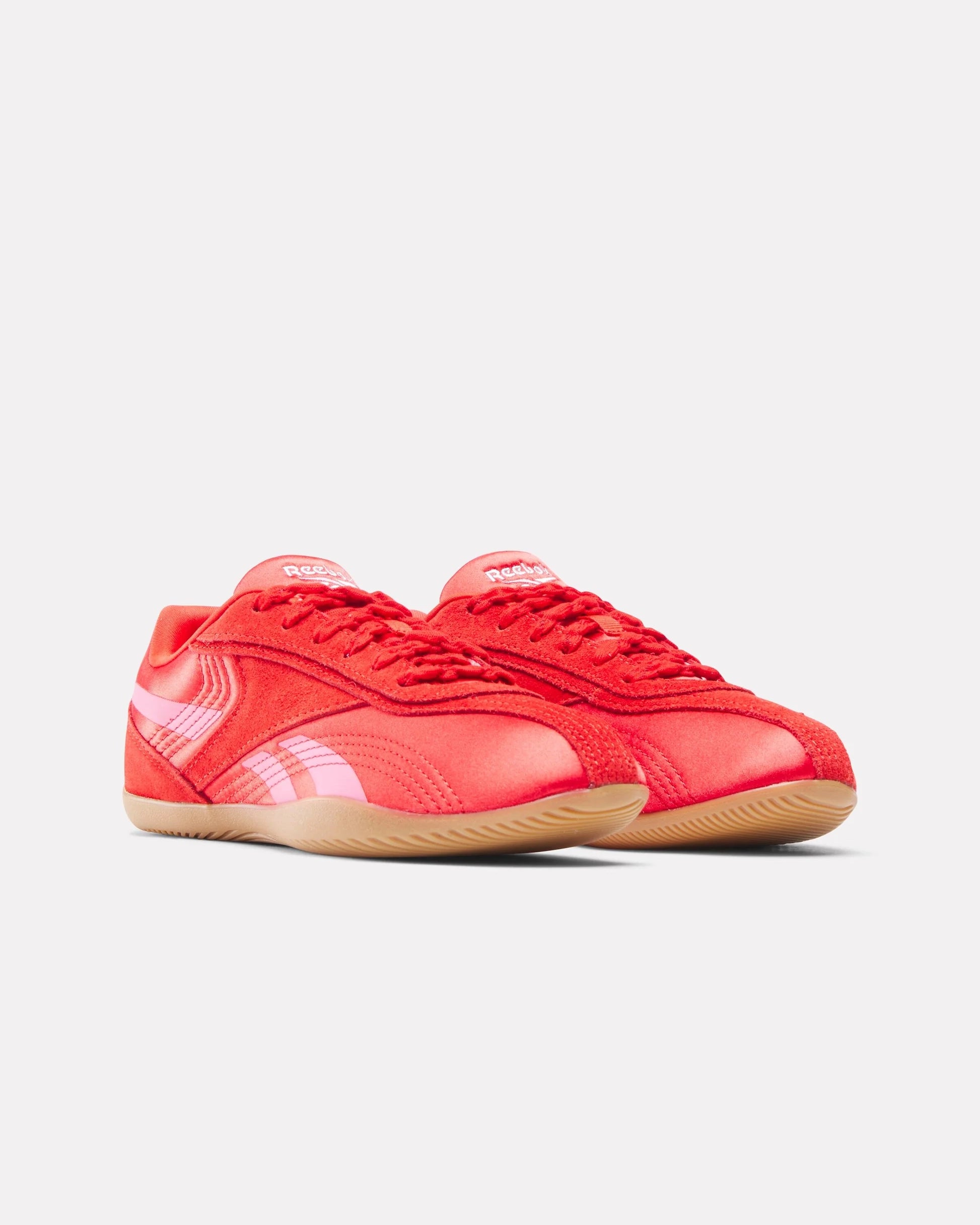 Red Reebok Ultra Lo Sneaker with pink details and rubber sole