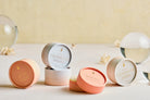 Set of small decorative soaps with different labels like Rose, Prosecco, Mimosa and Champagne