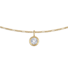 gold chin necklace with a diamond pendant