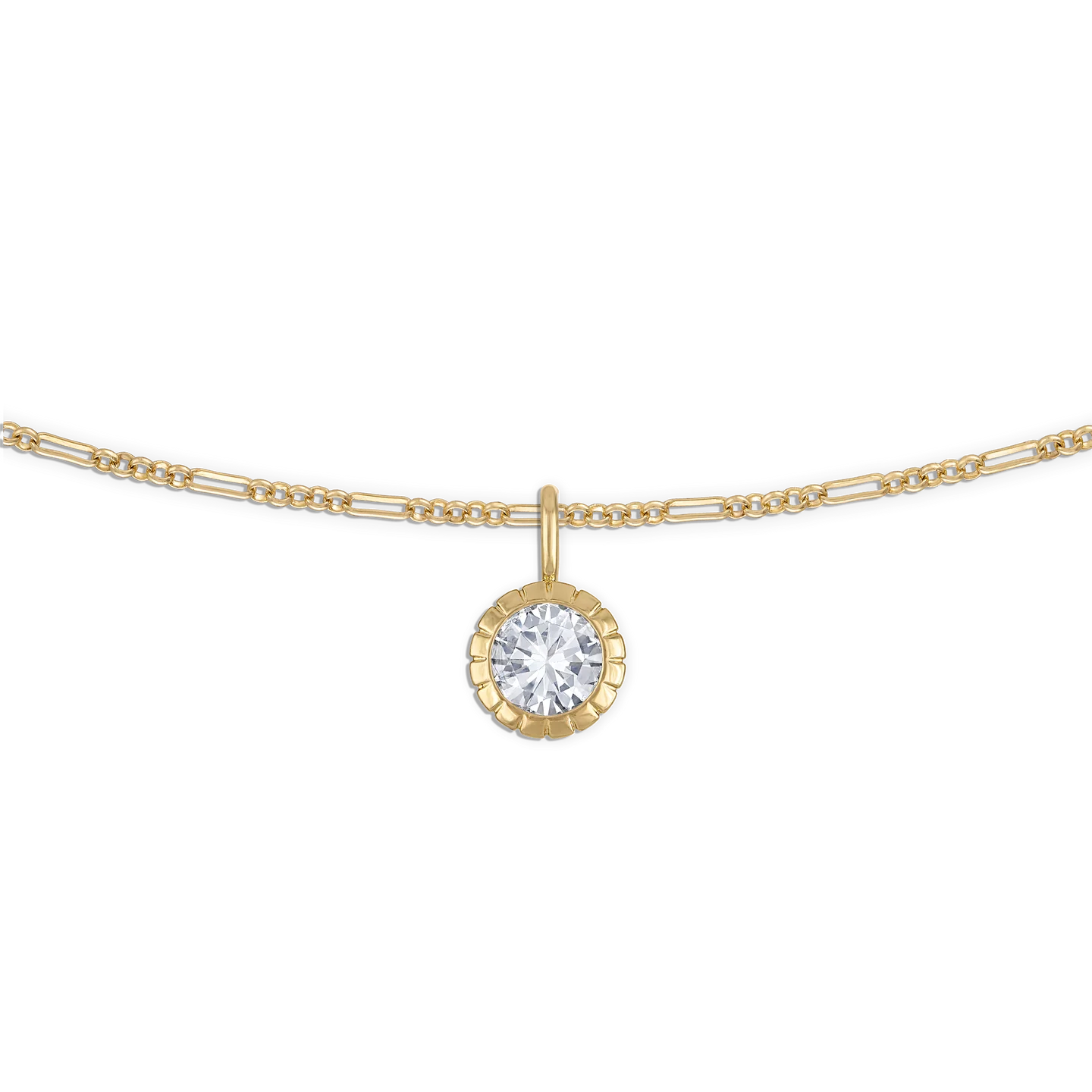 gold chin necklace with a diamond pendant