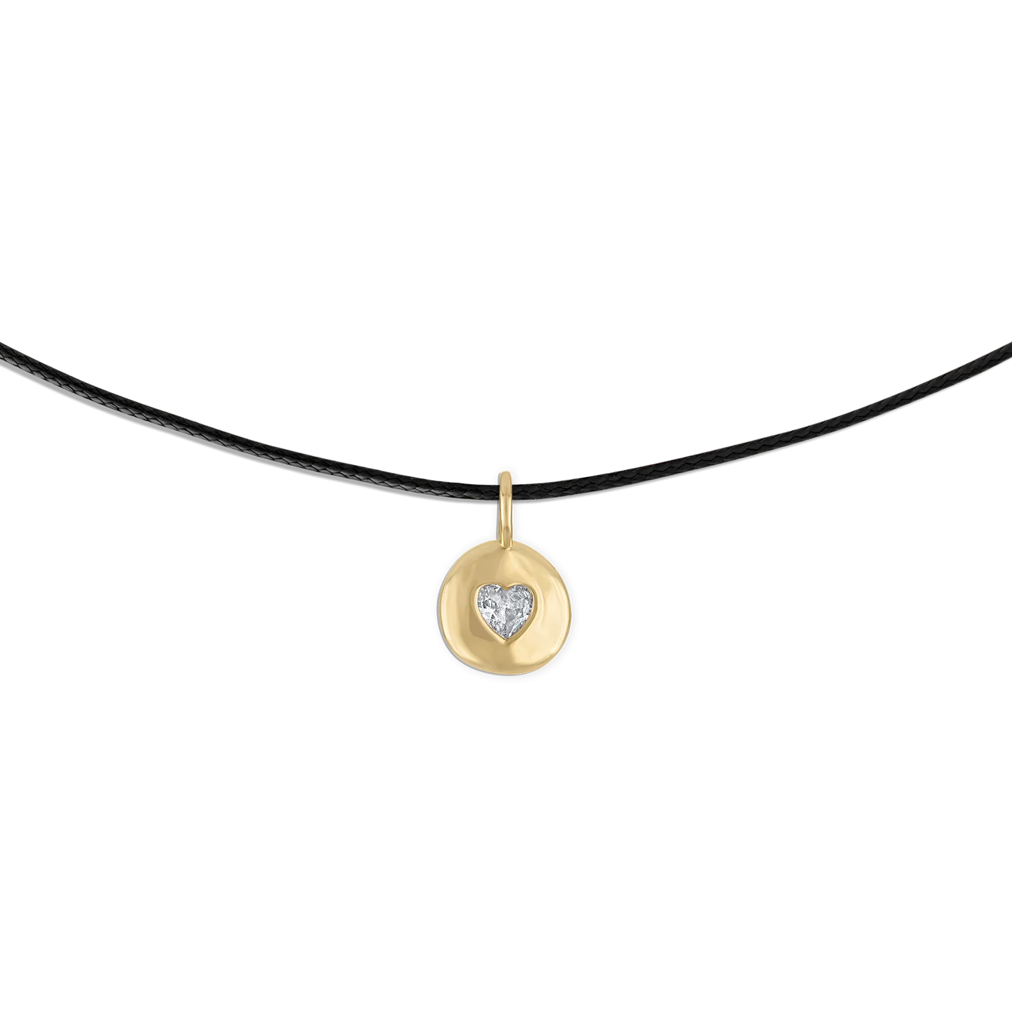 black leather necklace with a gold pendant 
