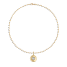 gold ball chain with a gold pendant 