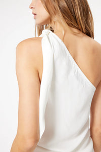 Leigh One Shoulder Top in White