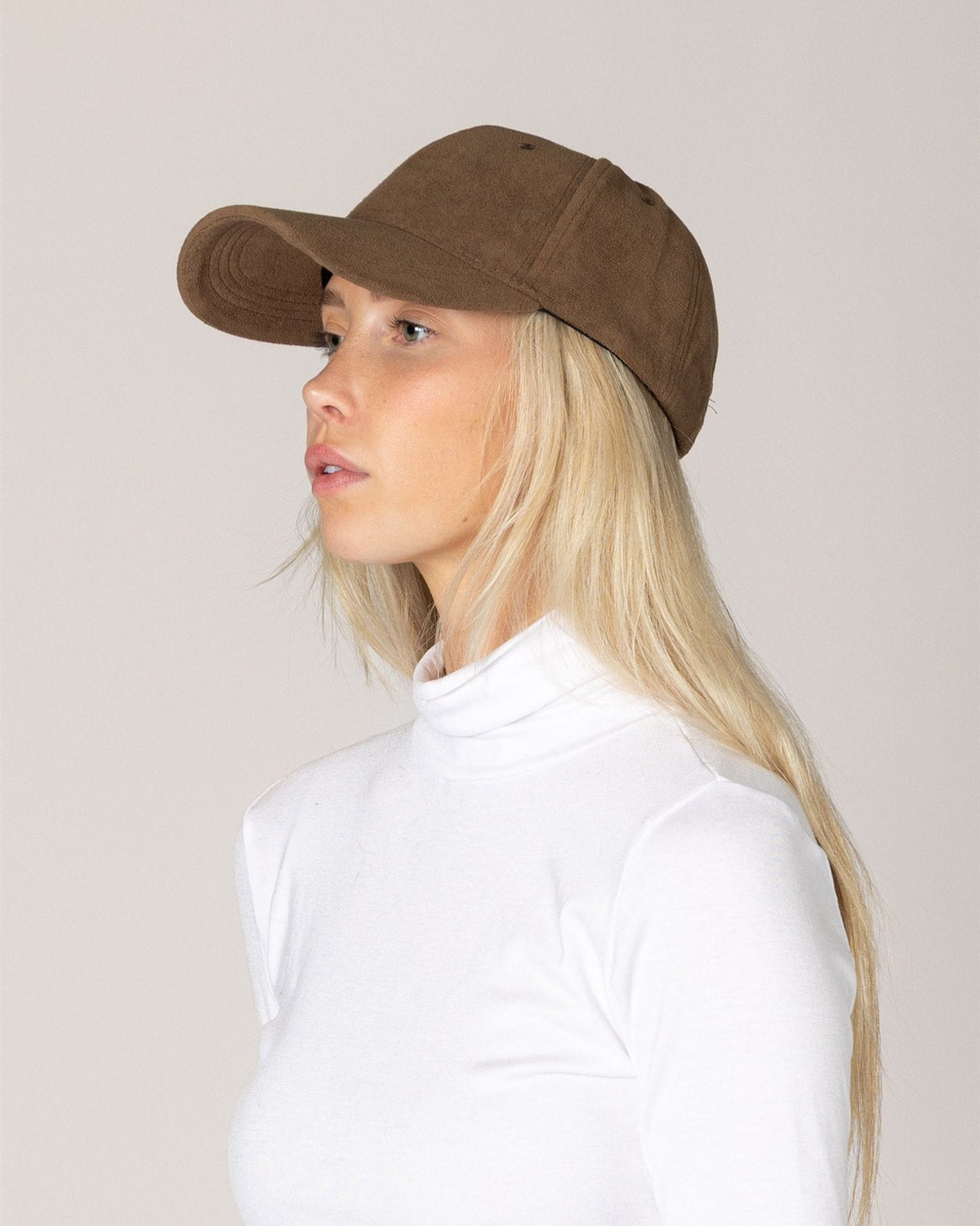 brown suede baseball hat