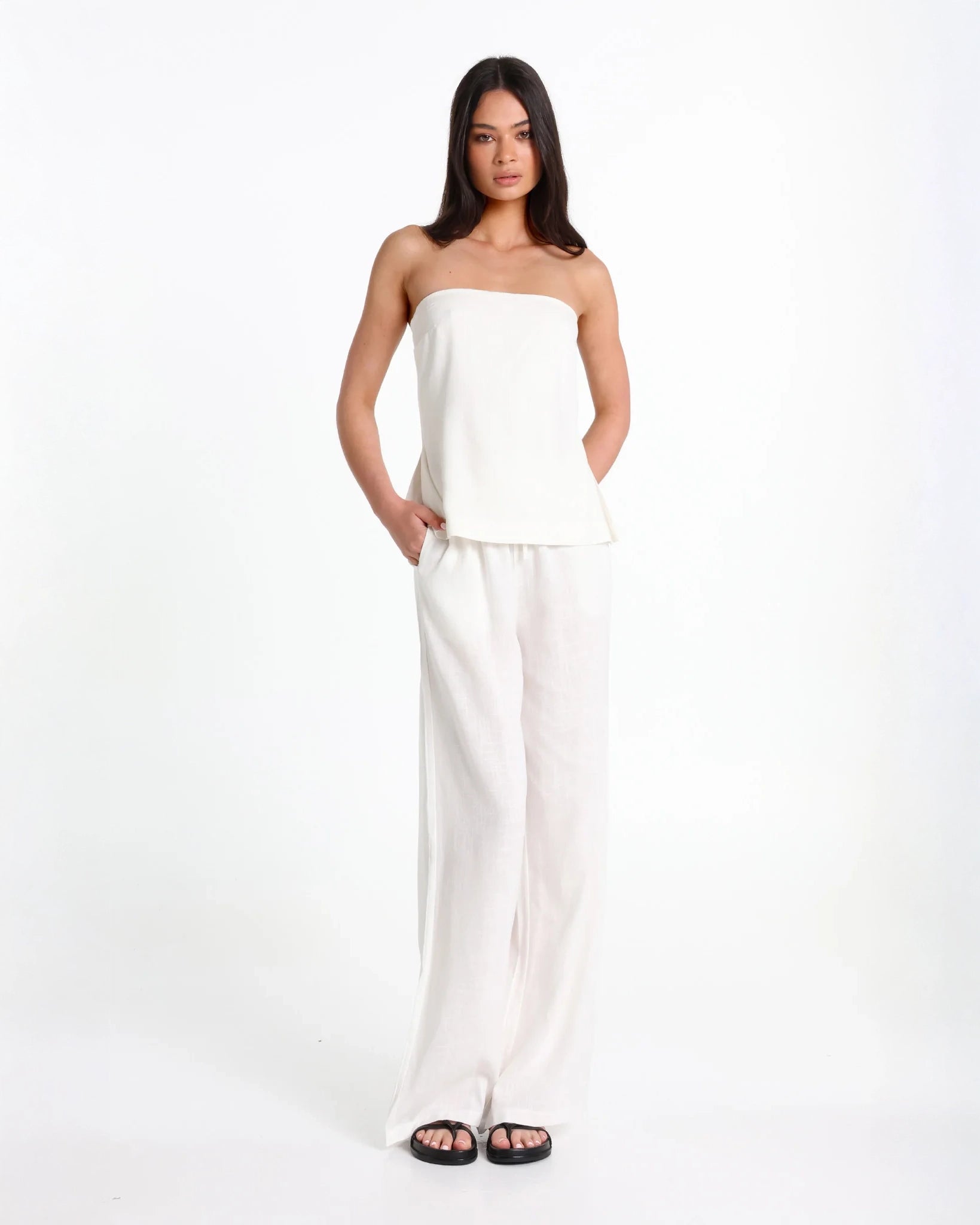 Lost in Lunar Sabrene Linen Top & Ginny Trousers in White