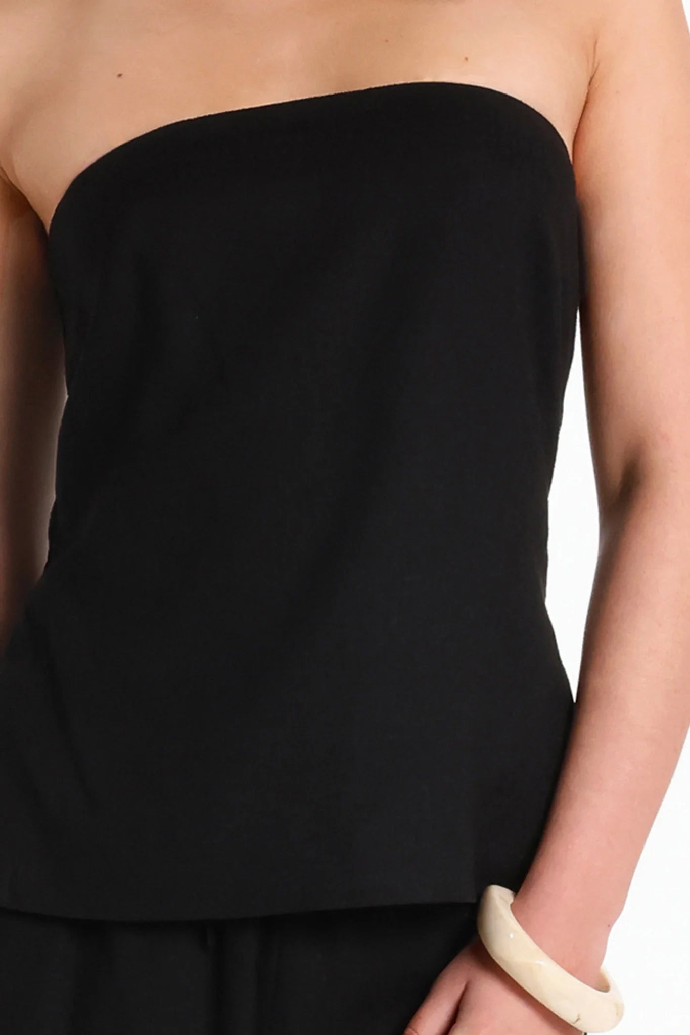 Lost in Lunar Sabrene Linen Top in Black