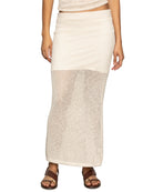Long Crochet Skirt with Miniskirt Lining in Cream by Sanctuary
