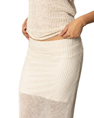 Long Crochet Skirt with Miniskirt Lining in Cream by Sanctuary