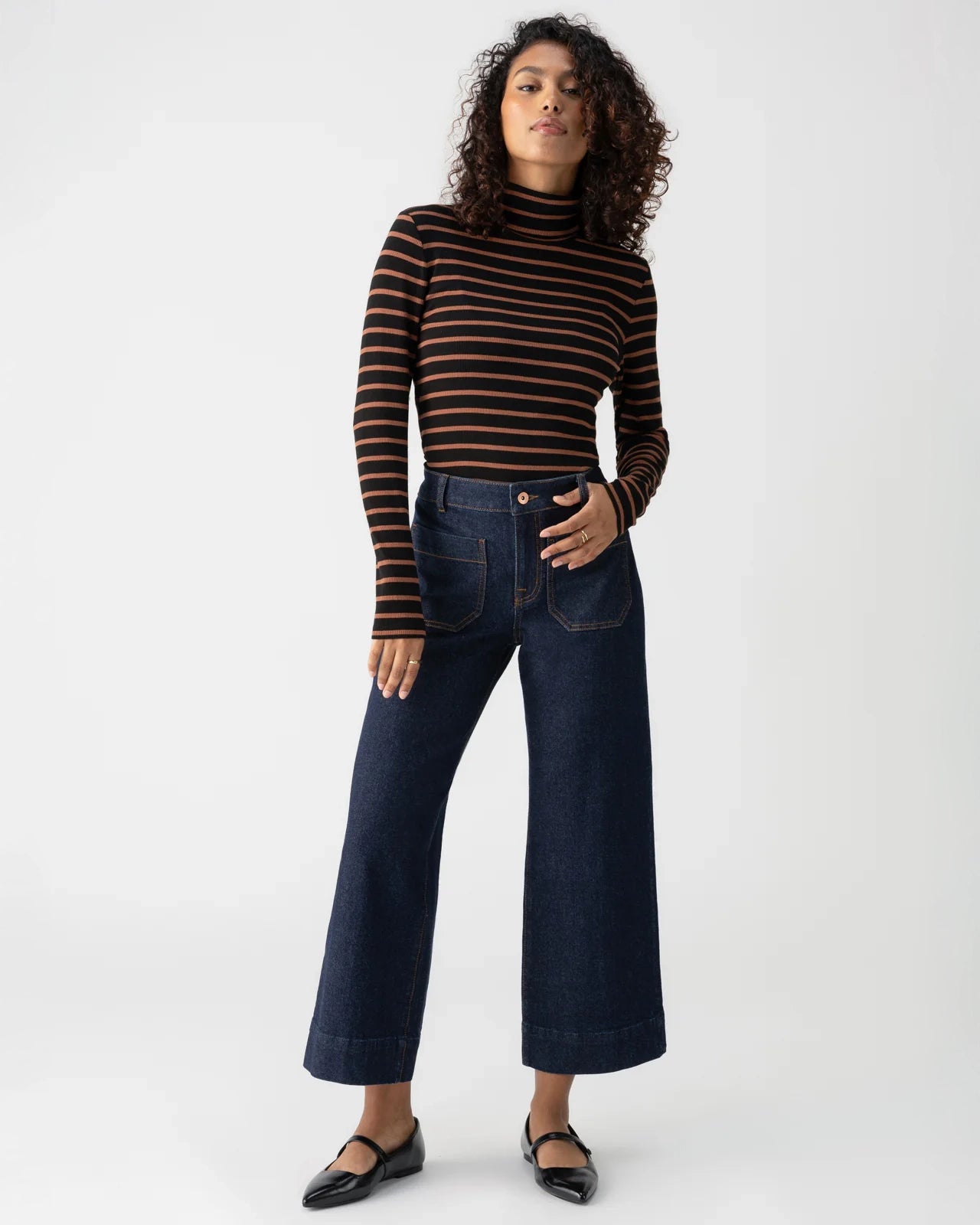 Sanctuary Essential Turtleneck Striped Top