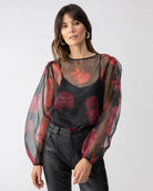 Sanctuary Moody Sheer Blouse Rose Print