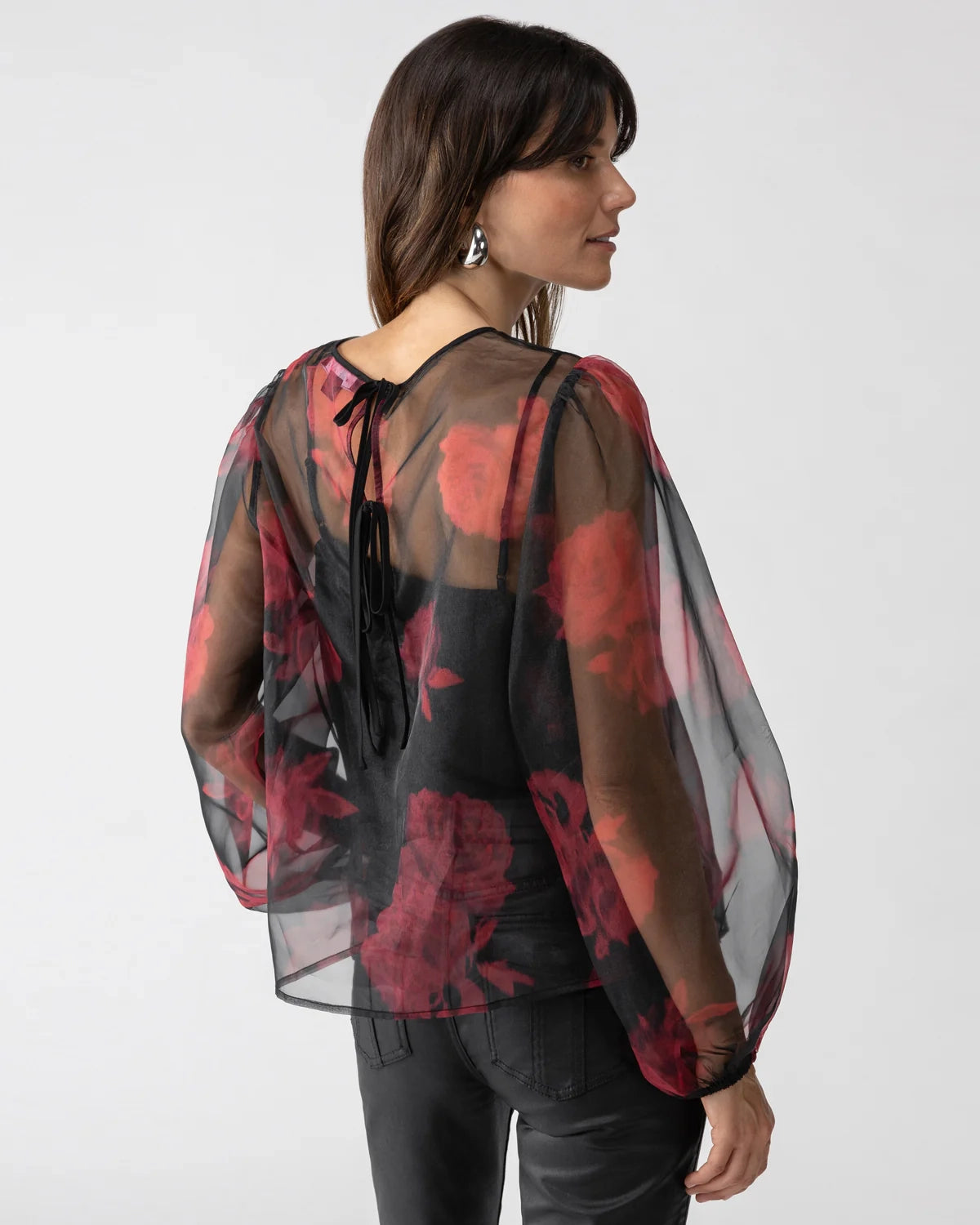 Sanctuary Moody Sheer Blouse Rose Print