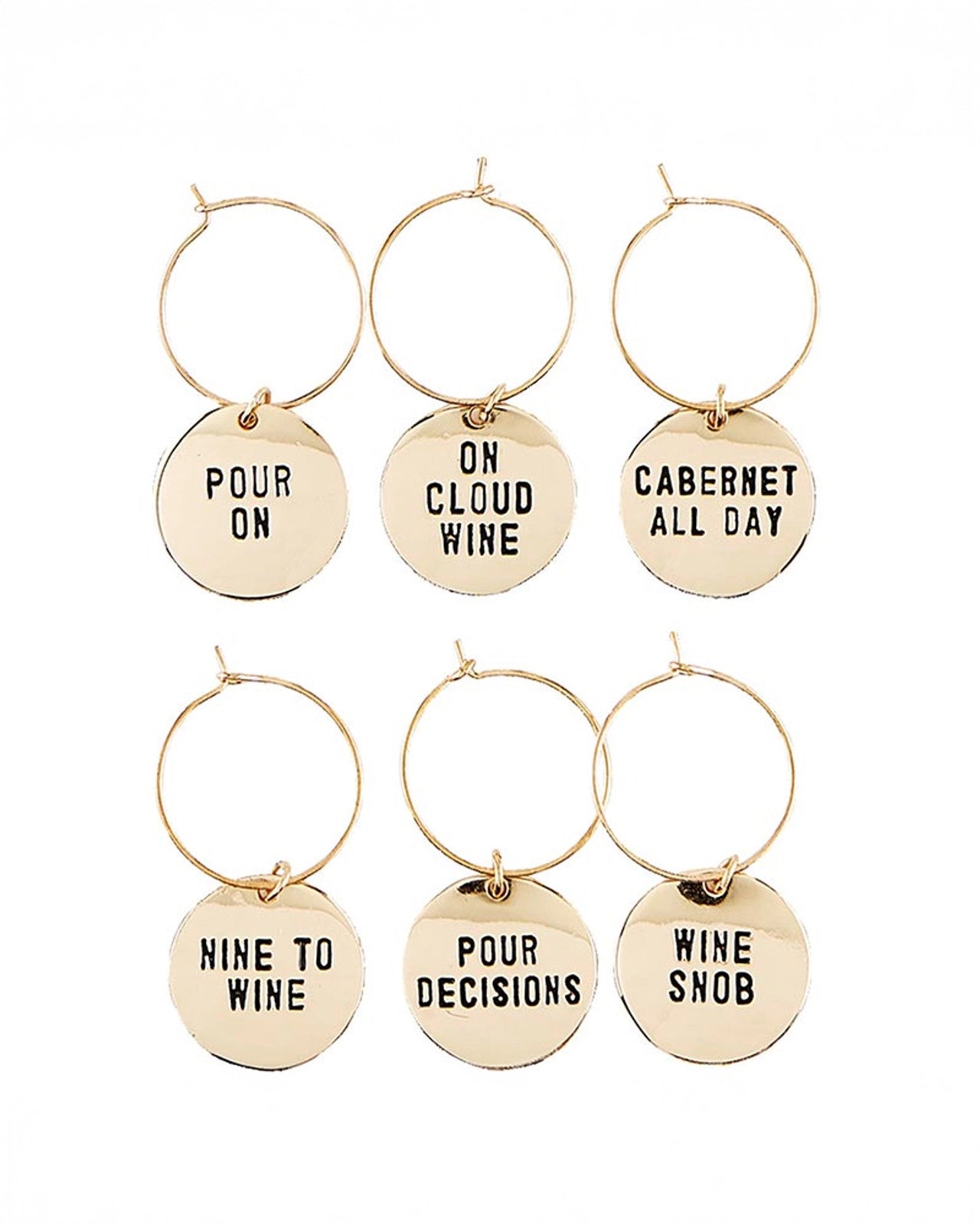 Wine Charms in Gold with Fun Sayings on them