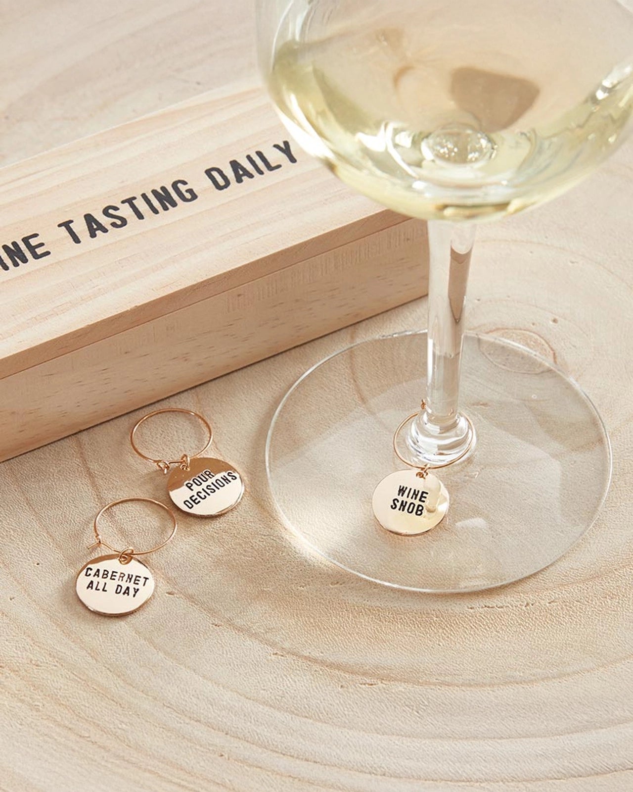 Wine Charms in Gold with Fun Sayings on them
