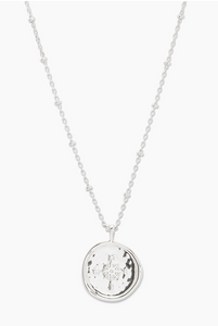 Compass Coin Necklace Silver