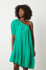 Silk Cotton One Shoulder Dress