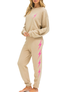 Neon Pink Bolt Sand Sweatpant