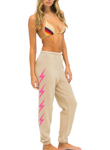 Neon Pink Bolt Sand Sweatpant