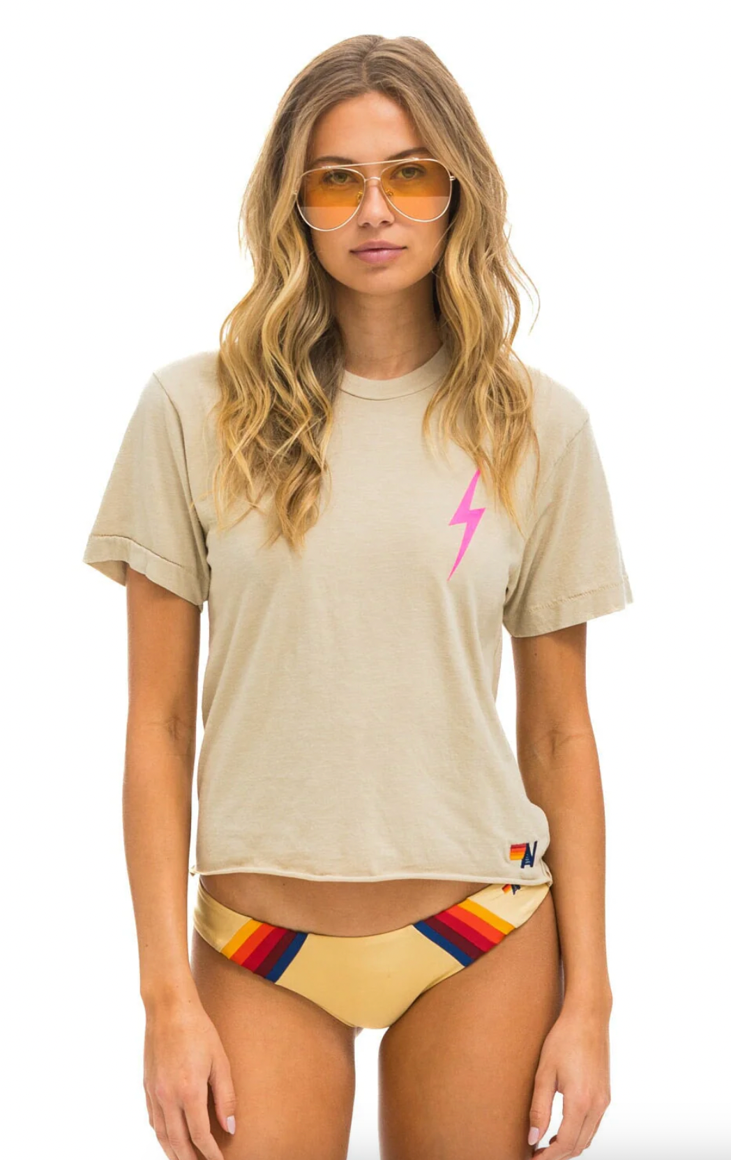 Bolt 2 Boyfriend Tee SAND/NEON PINK