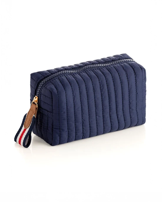 Shiraleah Ezra Quilted Nylon Cosmetic Pouch in Navy