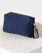 Shiraleah Ezra Quilted Nylon Cosmetic Pouch in Navy