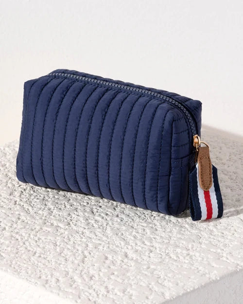 Shiraleah Ezra Quilted Nylon Cosmetic Pouch in Navy