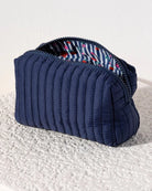 Shiraleah Ezra Quilted Nylon Cosmetic Pouch in Navy