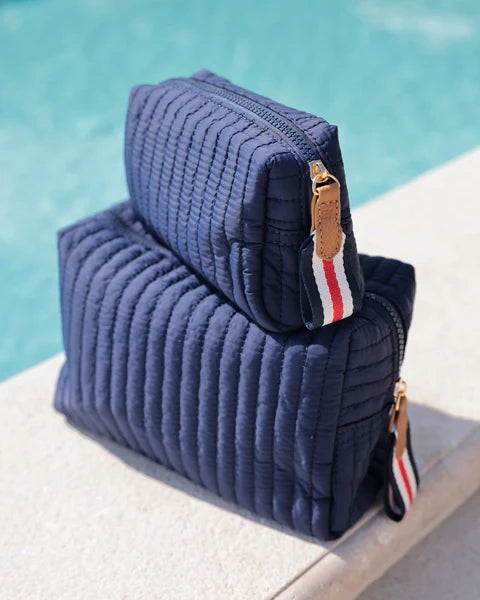 Shiraleah Ezra Quilted Nylon Cosmetic Pouch in Navy