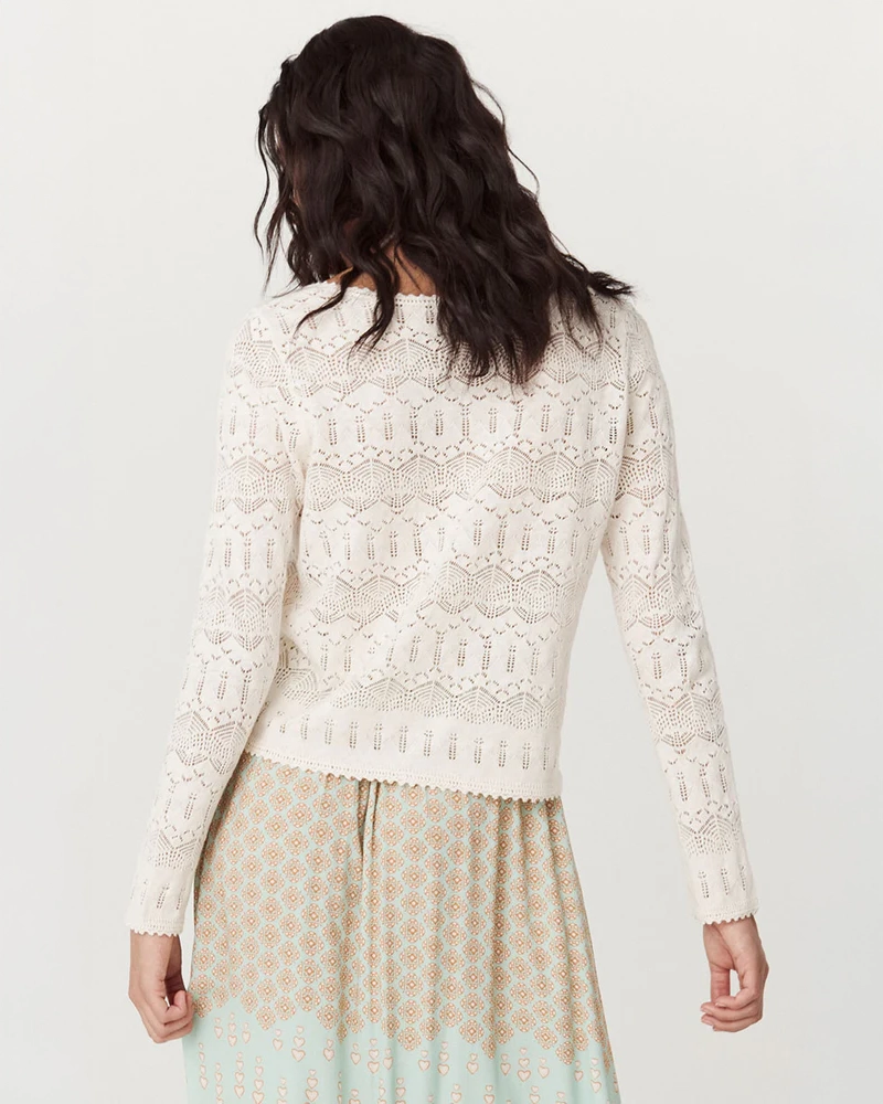 Spell Siesta Pointelle Cardigan in Ivory