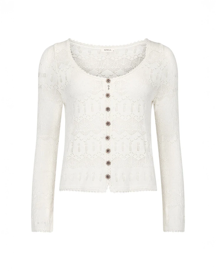 Spell Siesta Pointelle Cardigan in Ivory