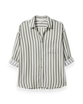 Ella Button Down | Olive Stripe