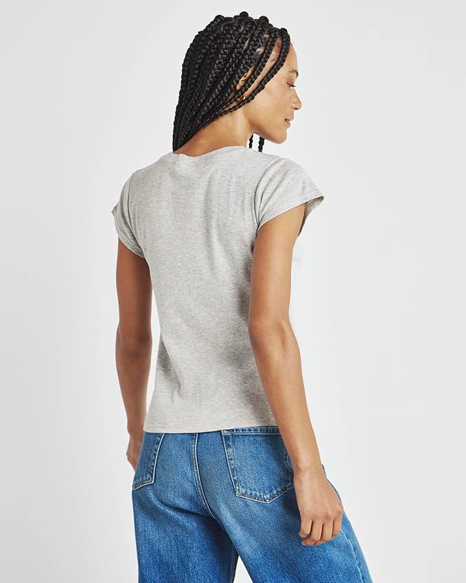 Splendid Faye Crewneck Tee in Heather Grey