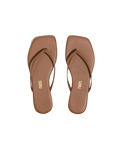 square toe flip flop in light brown