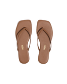 square toe flip flop in light brown