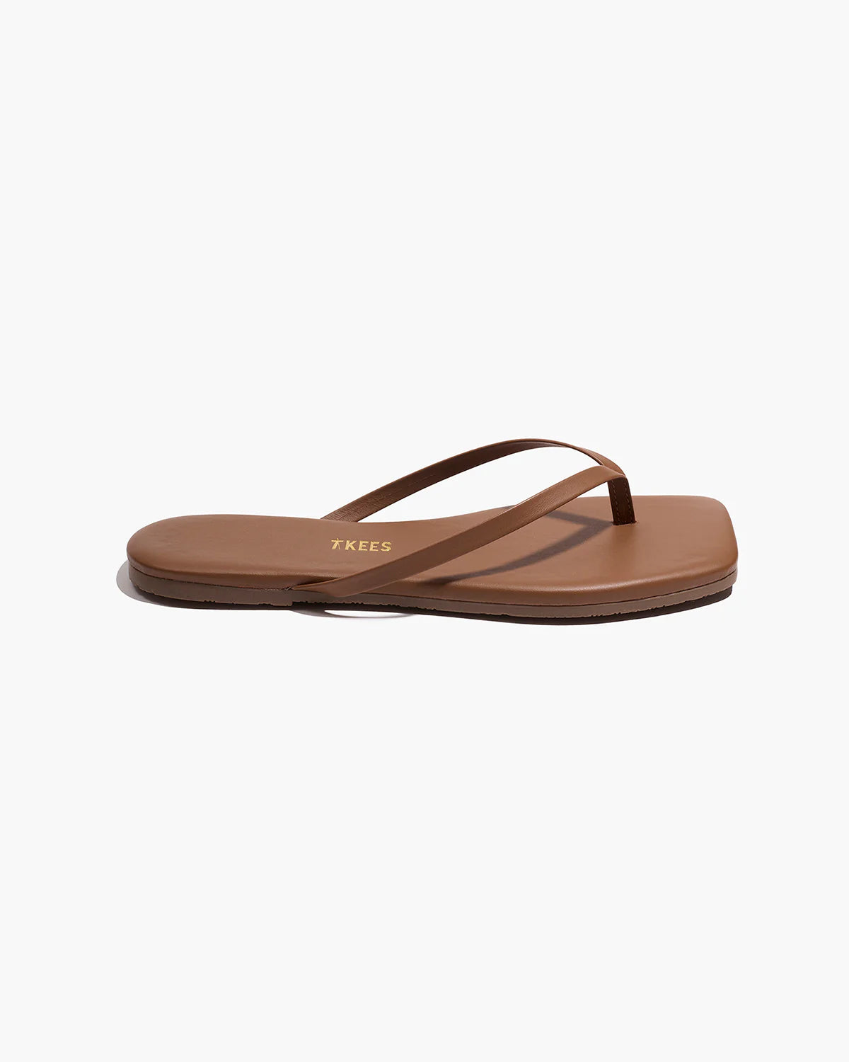 square toe flip flop in light brown