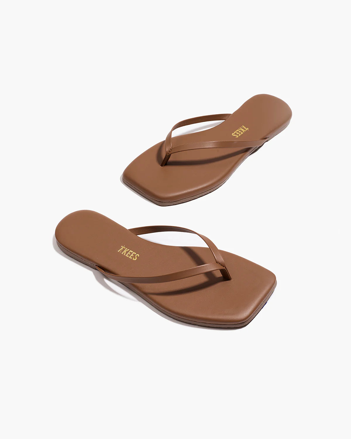 square toe flip flop in light brown