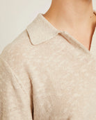 short sleeve collar sweater in beige