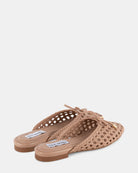 Pair of woven slide shoes with a bow