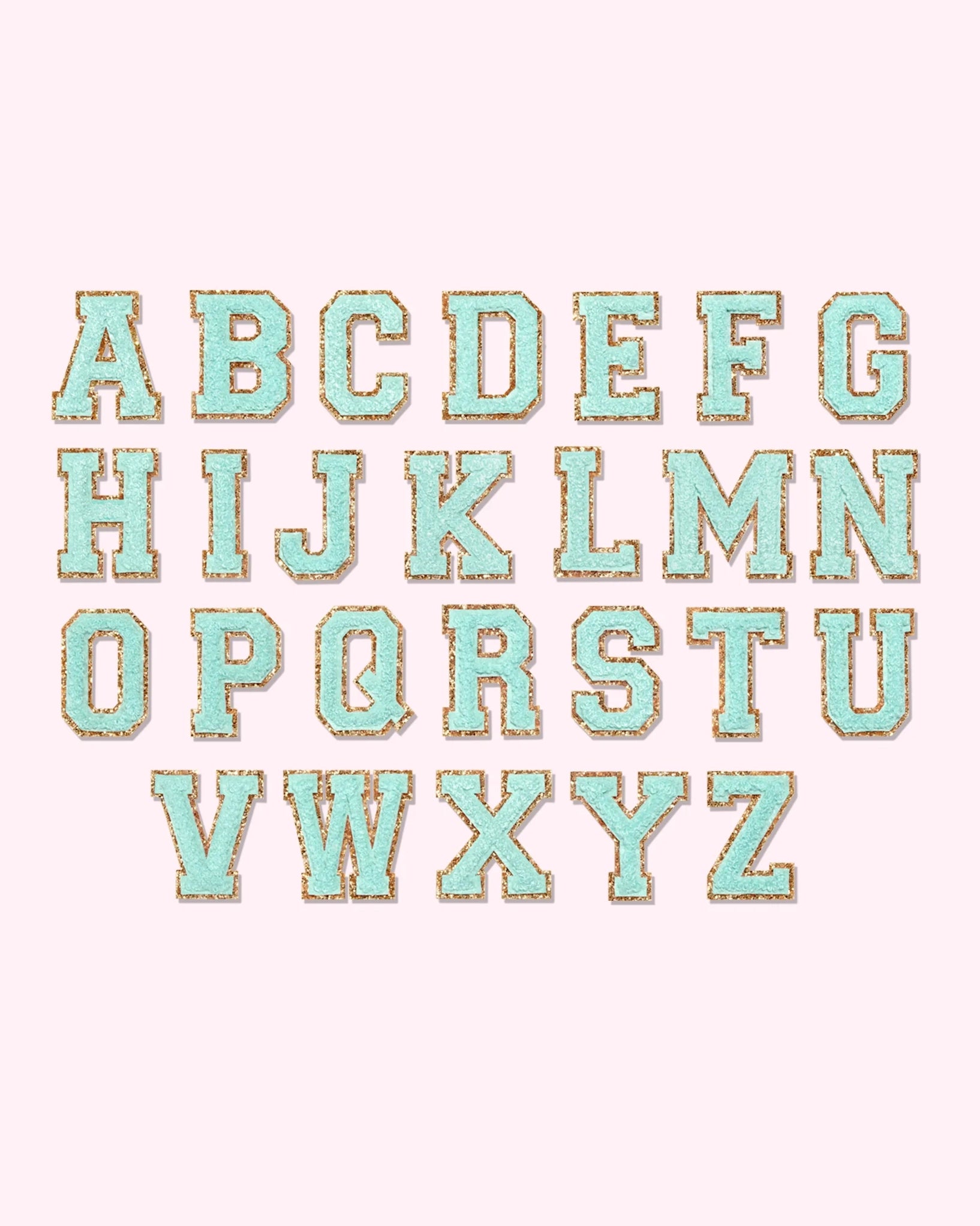 Stoney Clover Lane Glitter Varsity Letter Patches in Turquoise