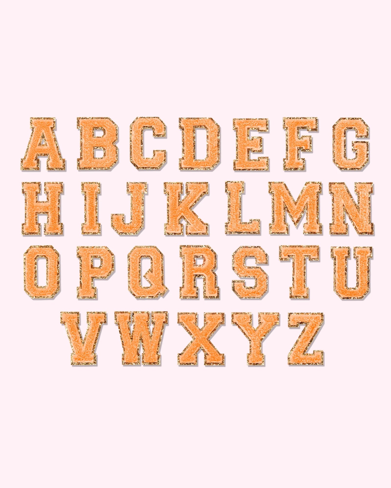 Stony Clover Lane Varsity Letters Glitter Peach