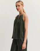 Velvet Aleah Velvet Tie Top in Green