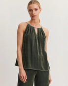 Velvet Aleah Velvet Tie Top in Green